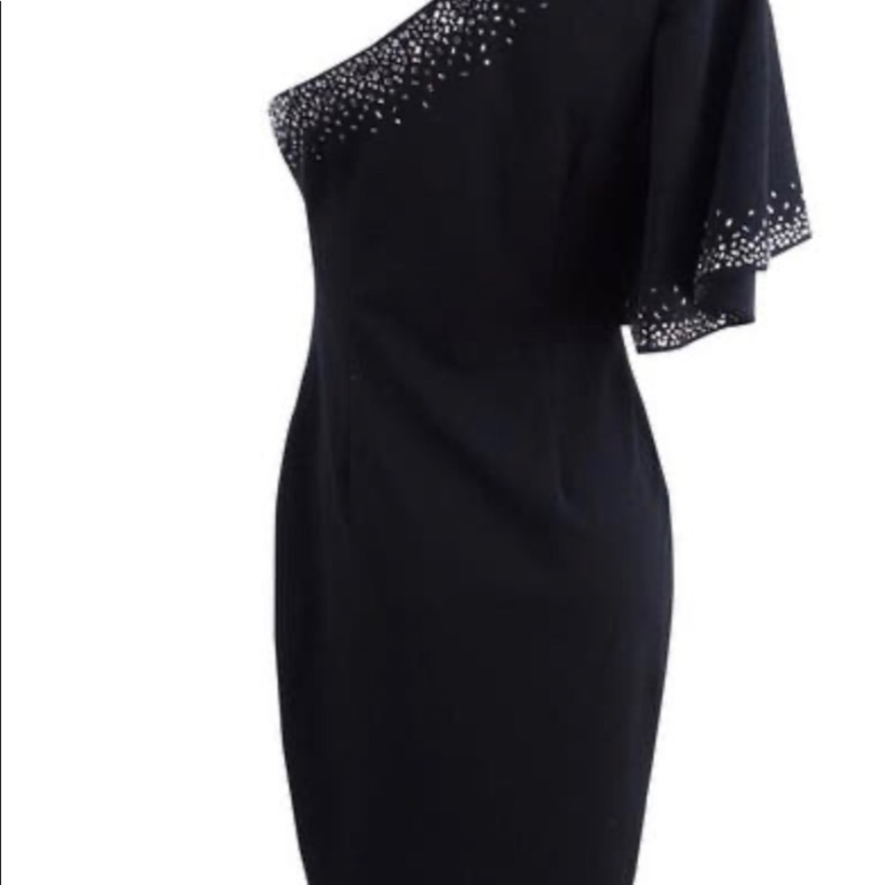 CK One-Shoulder Ruffle Sleeve dress Size 10